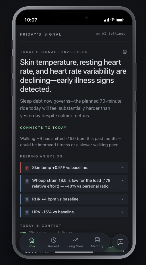 Signal — Now page on mobile